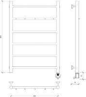 Полотенцесушитель электрический Secado Триада 1 К 85x55 см, подключение справа, глянцевый хром, лесенка
