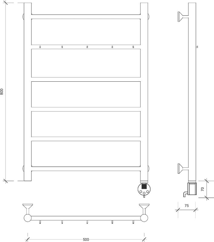 Полотенцесушитель электрический Secado Триада 1 К 85x55 см, подключение справа, глянцевый хром, лесенка