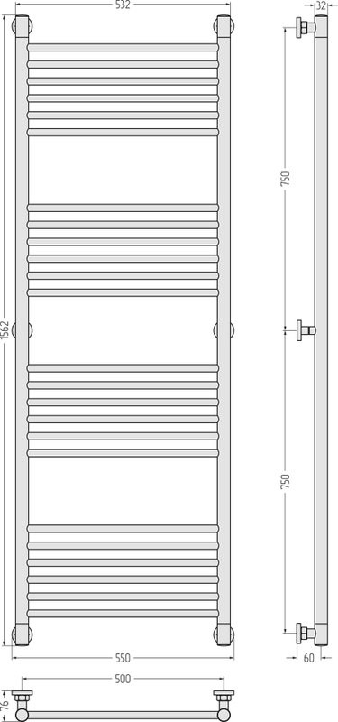 Полотенцесушитель водяной Сунержа Богема + 150x50, белый матовый