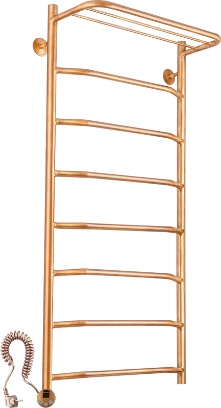 Полотенцесушитель электрический Secado Агата 3 105x55 см, подключение слева, бронза, лесенка, латунь, с полкой