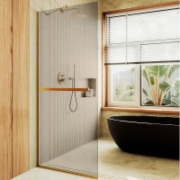 Душевая перегородка Maybahglass MGD-714-2у 119 см, профиль бронза, стекло прозрачное