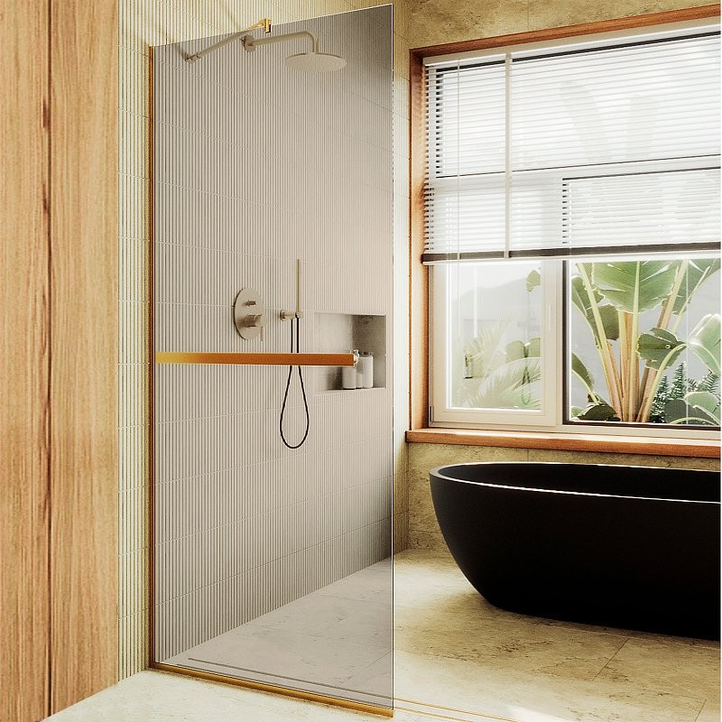 Душевая перегородка Maybahglass MGD-714-2у 119 см, профиль бронза, стекло прозрачное