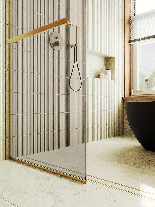 Душевая перегородка Maybahglass MGD-714-2у 119 см, профиль бронза, стекло прозрачное