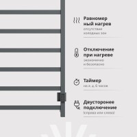 Полотенцесушитель электрический EWRIKA Пенелопа КВ7 80х50, графит