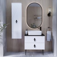 Мебель для ванной комнаты Grossman Вива 70 белый глянец, столешница черная