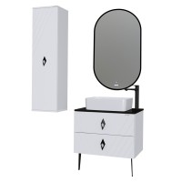 Мебель для ванной комнаты Grossman Вива 70 белый глянец, столешница черная