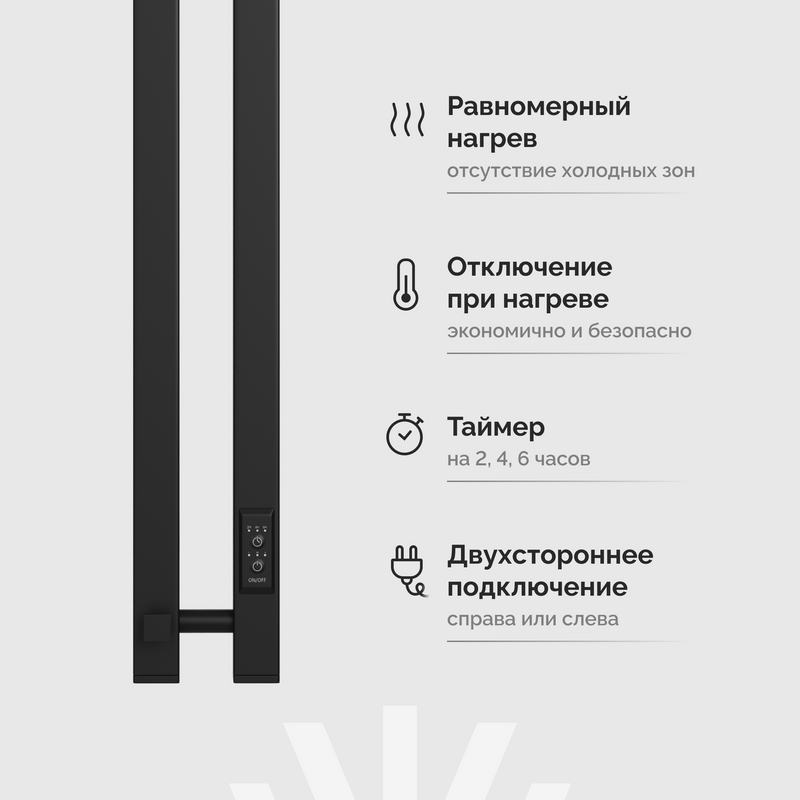 Полотенцесушитель электрический EWRIKA Пенелопа P2 80, черный
