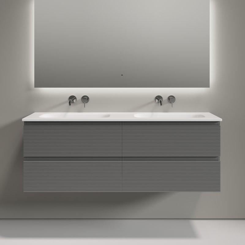 Тумба с раковиной Sancos Folk 140 подвесная, ergraut soft, раковина CN7022wx