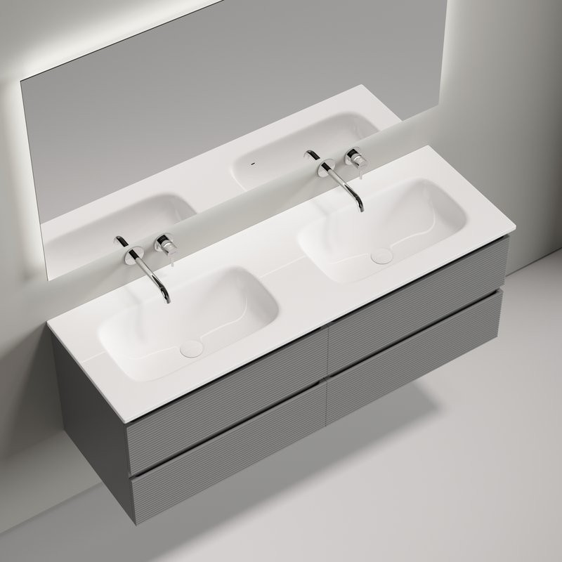 Тумба с раковиной Sancos Folk 140 подвесная, ergraut soft, раковина CN7022wx