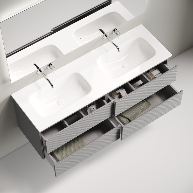 Тумба с раковиной Sancos Folk 140 подвесная, ergraut soft, раковина CN7022wx