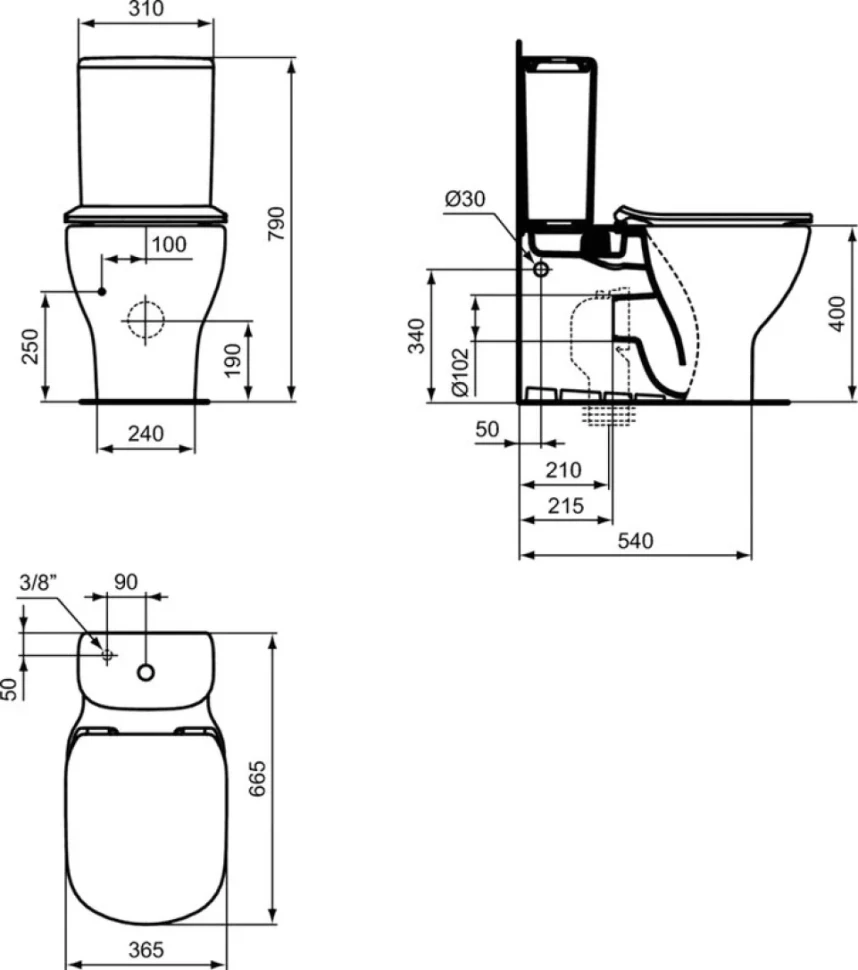 Унитаз-компакт напольный Ideal Standard Tesi T371701 с микролифтом
