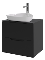 Мебель для ванной комнаты Orange Line 60 подвесная, 2 ящика, матовая черная с раковиной B07-500W