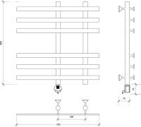 Полотенцесушитель электрический Secado Понтида 3, L 60x50 см, подключение слева, матовый черный, лесенка