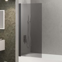 Шторка на ванну Berges River S Black 065016 80 см, профиль черный матовый, стекло тонированное