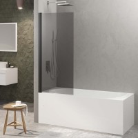Шторка на ванну Berges River S Black 065016 80 см, профиль черный матовый, стекло тонированное
