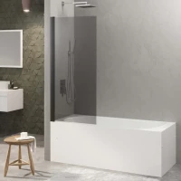 Шторка на ванну Berges River S Black 065016 80 см, профиль черный матовый, стекло тонированное