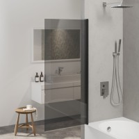 Шторка на ванну Berges River S Black 065016 80 см, профиль черный матовый, стекло тонированное