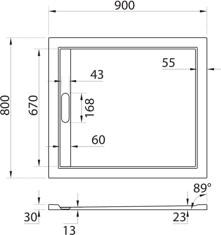 Поддон для душа Cezares TRAY-AS-AH-90/80-30-W 90x80, с сифоном, белый