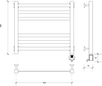 Полотенцесушитель электрический Secado Корсико 3 R 65x55 см, подключение справа, хром, лесенка