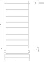 Полотенцесушитель водяной Secado Корсико 1 СП 100х50 100x55 см, хром, лесенка, с полкой
