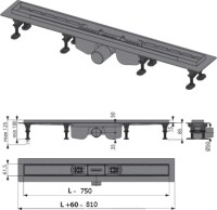 Душевой трап (лоток) AlcaPlast Optima APZ12-750 с опорами