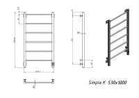 Полотенцесушитель электрический Grota Simple K RAL9005 EL 53х100, матовый черный