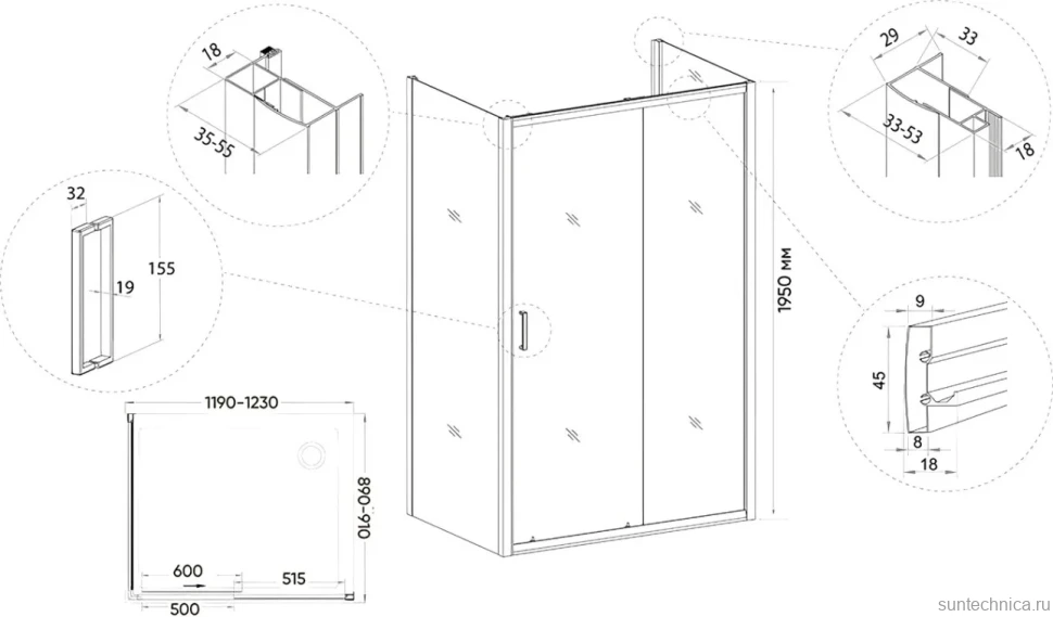 Душевой уголок Veconi Rovigo RV-046B 120x90