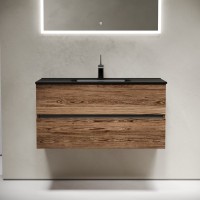 Тумба с раковиной Sancos Urban 100 дуб чарльстон, черная раковина CN7003MB