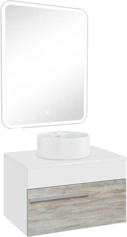 Мебель для ванной комнаты Runo Вудлайн 65 скандинавский дуб, раковина Sole 40