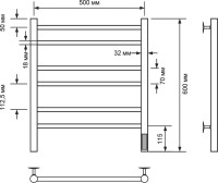 Полотенцесушитель электрический Comfysan Luce EC-6 60x55 см, подключение справа, слева, матовый черный, лесенка, из стали