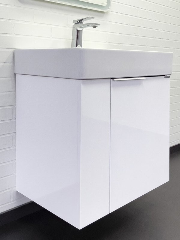 Тумба с раковиной Comforty Асти 60П подвесная, белый глянец