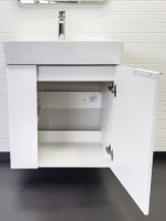 Тумба с раковиной Comforty Асти 60П подвесная, белый глянец