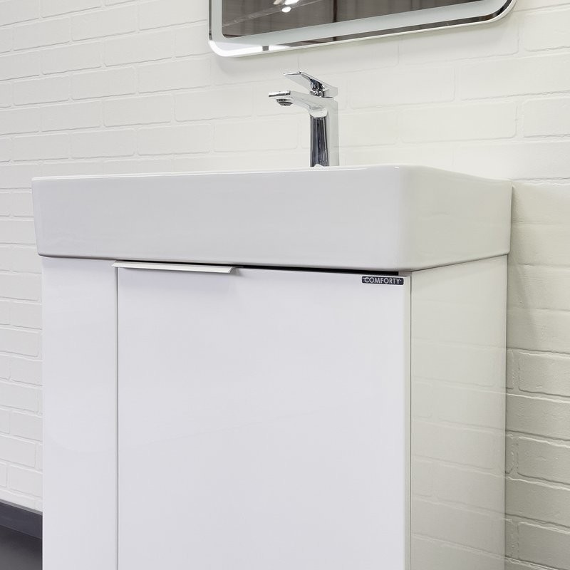 Тумба с раковиной Comforty Асти 60П подвесная, белый глянец
