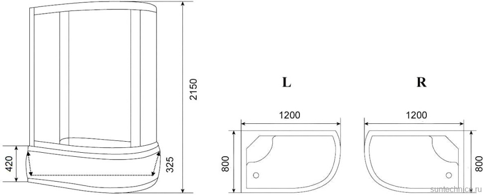 Душевая кабина Parly Classic Эконом EC1221L 80х120, с высоким поддоном, L