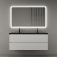 Мебель для ванной комнаты Sancos Cento 120 см двойная, белый глянец, черная раковина