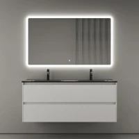 Мебель для ванной комнаты Sancos Cento 120 см двойная, белый глянец, черная раковина
