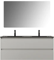 Мебель для ванной комнаты Sancos Cento 120 см двойная, белый глянец, черная раковина