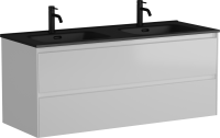 Мебель для ванной комнаты Sancos Cento 120 см двойная, белый глянец, черная раковина