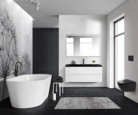 Мебель для ванной комнаты BelBagno Albano 120 подвесная, bianco lucido, черная матовая раковина