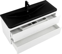 Мебель для ванной комнаты BelBagno Albano 120 подвесная, bianco lucido, черная матовая раковина