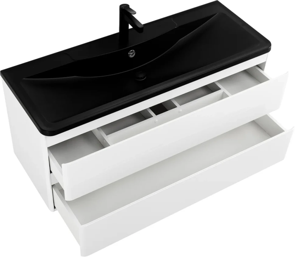 Мебель для ванной комнаты BelBagno Albano 120 подвесная, bianco lucido, черная матовая раковина