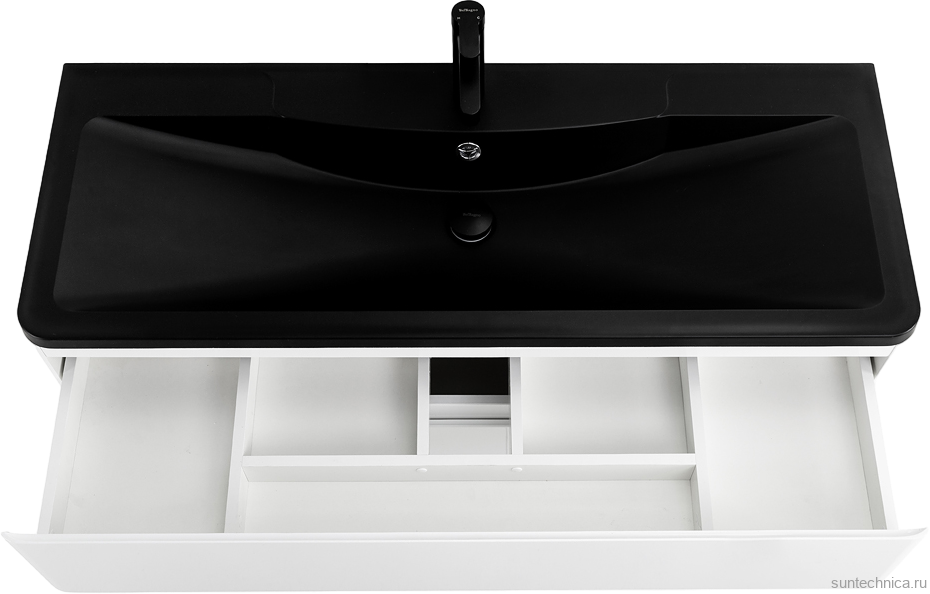 Мебель для ванной комнаты BelBagno Albano 120 подвесная, bianco lucido, черная матовая раковина