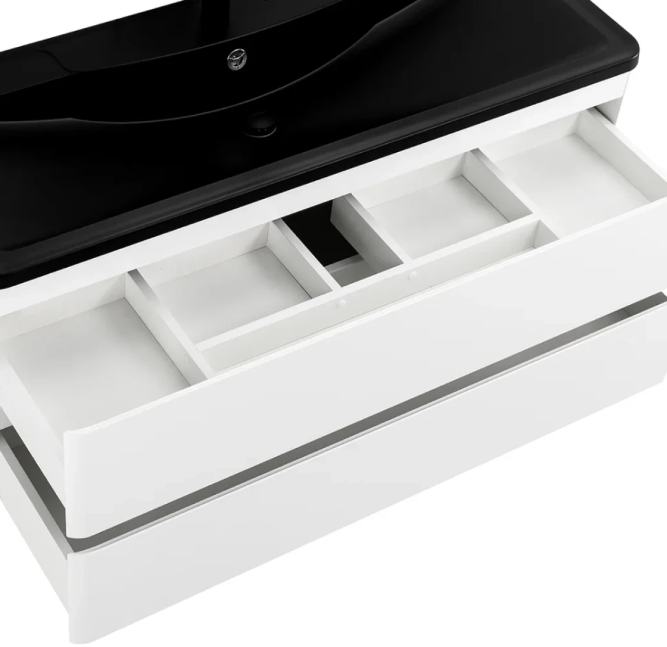 Мебель для ванной комнаты BelBagno Albano 120 подвесная, bianco lucido, черная матовая раковина