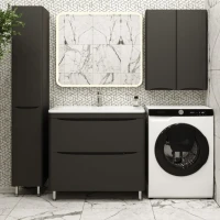 Мебель для ванной комнаты Style Line Бергамо Мини 90 Люкс Plus напольная, антискрейтч черная