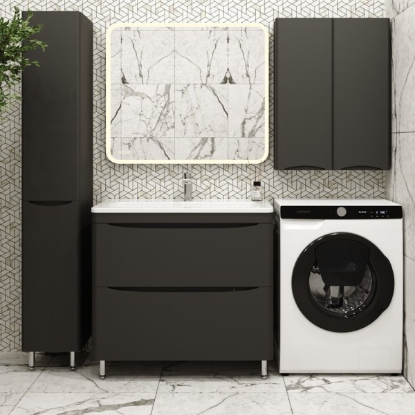 Мебель для ванной комнаты Style Line Бергамо Мини 90 Люкс Plus напольная, антискрейтч черная