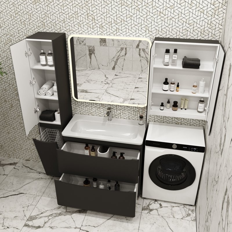 Мебель для ванной комнаты Style Line Бергамо Мини 90 Люкс Plus напольная, антискрейтч черная