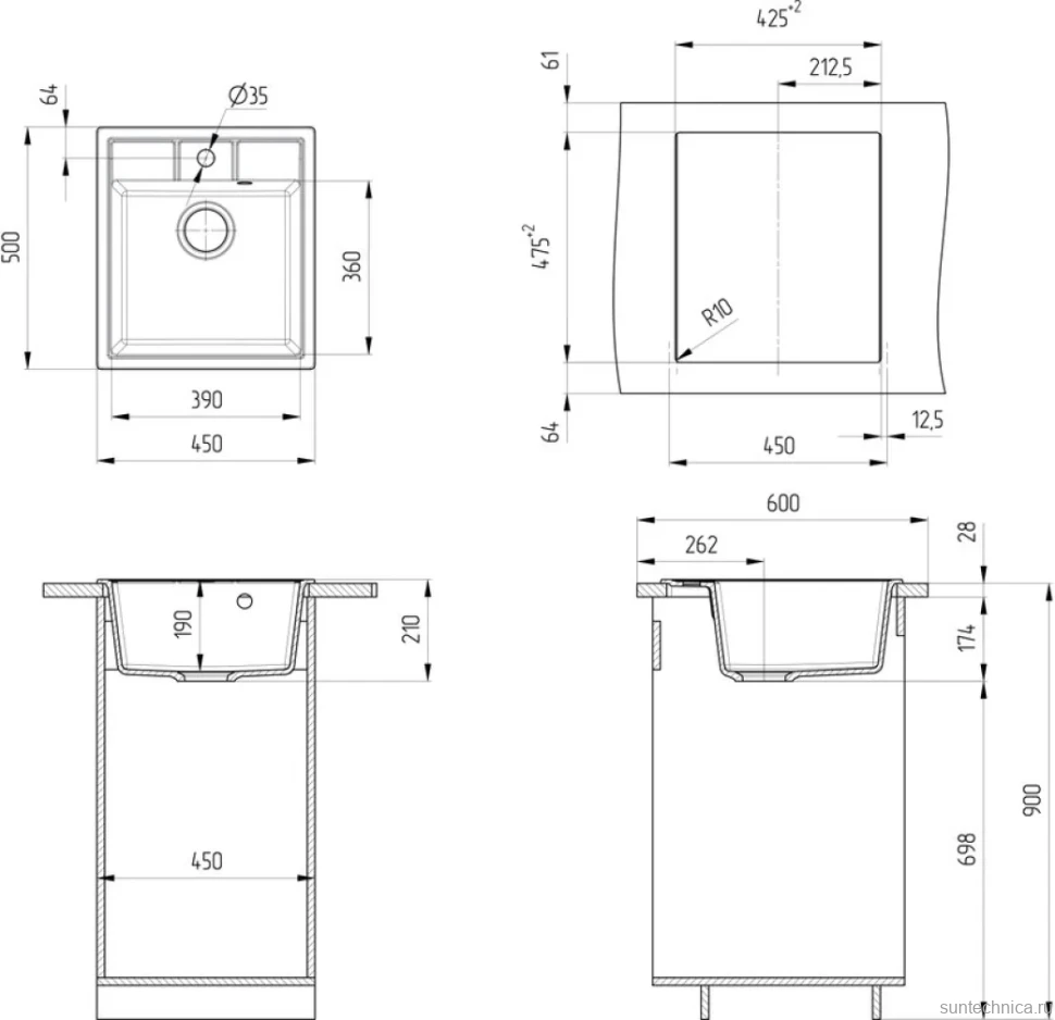 Мойка кухонная Ulgran U-406 342 графитовая + дозатор U-02 графит