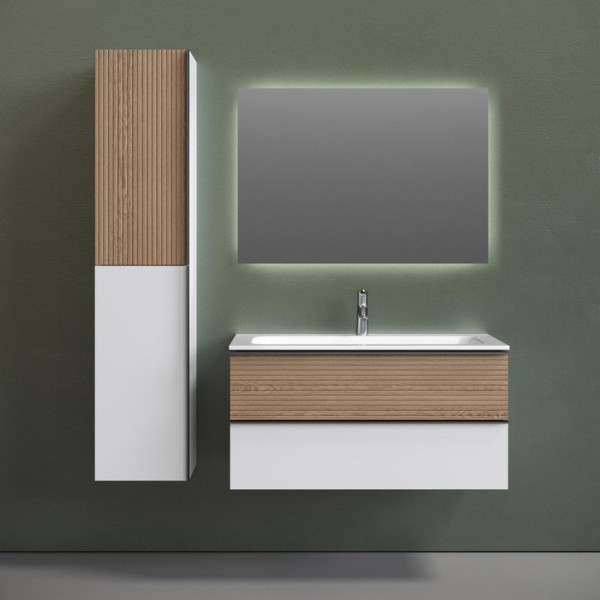 Мебель для ванной комнаты Sancos Delta 100 дуб светлый, белый