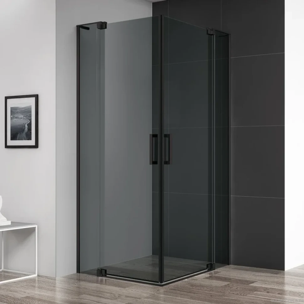 Душевой уголок Cezares Slider AH 2 80/90-100/110 Grigio Nero профиль черный, стекло серое