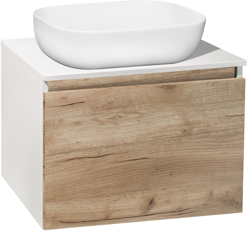 Тумба с раковиной Runo Бари 60 крафтовый дуб, раковина Cuatro 50